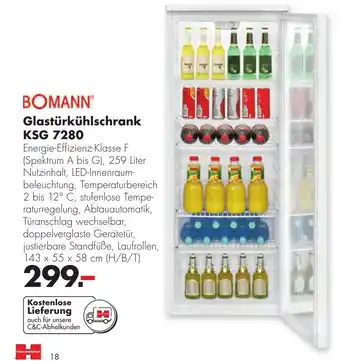 Handelshof Bomann Glasturkuhlschrank KSG 7280 Angebot