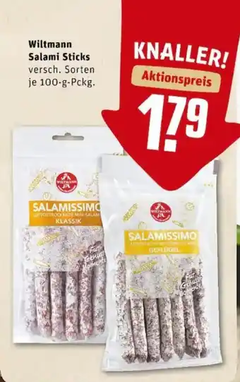 REWE PETZ Wiltmann Salami Sticks 100g Angebot