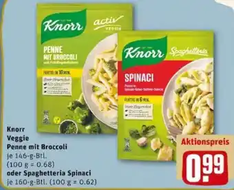 REWE PETZ Knorr Veggie Penne mit Broccoli 146g Btl oder Spaghetteria Spinaci 160g Btl Angebot