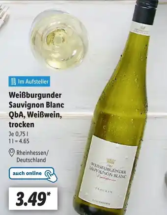 Lidl Weißburgunder Sauvignon Blanc QbA, Weißwein, trocken Angebot