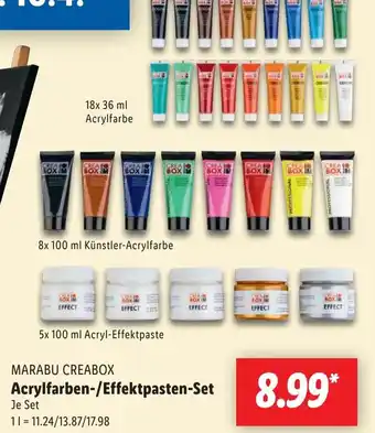 Lidl MARABU CREABOX Acrylfarben-/Effektpasten-Set Angebot