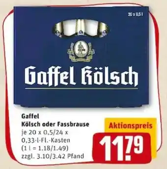 REWE PETZ Gaffel Kölsch o. Fassbrause 20x0,5L/24x0,33L Angebot