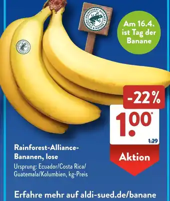 Aldi Süd Rainforest alliance bananen, lose Angebot