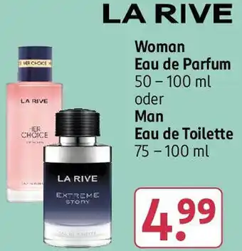 Rossmann LA RIVE Woman Eau de Parfum oder Man Eau de Toilette Angebot