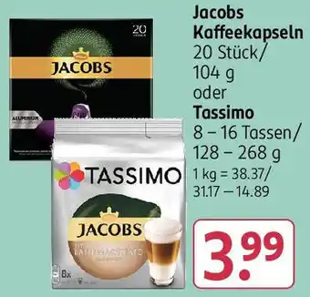 Rossmann Jacobs Kaffeekapseln oder Tassimo Angebot