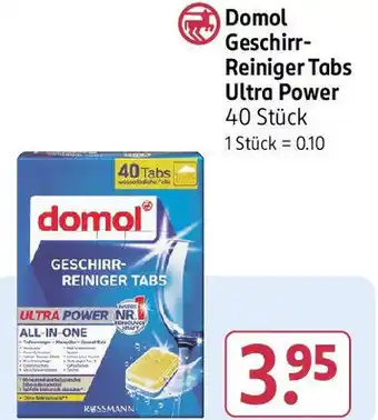 Rossmann Domol Geschirr- Reiniger Tabs Ultra Power Angebot