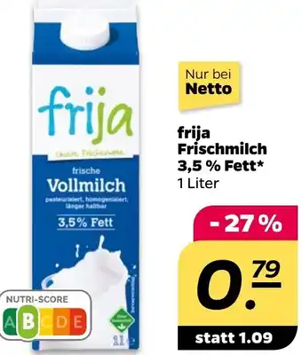 NETTO frija Frischmilch 3,5% Fett Angebot