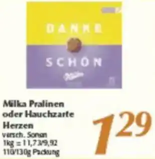 inkoop Milka Pralinen oder Hauchzarte Herzen Angebot