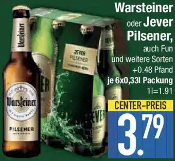 E-Center Warsteiner oder Jever Pilsener Angebot