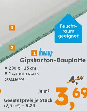 Globus Baumarkt KNAUF Gipskarton-Bauplatte Angebot