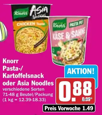 Hit Knorr Pasta-/ Kartoffelsnack oder Asia Noodles Angebot