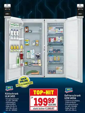 METRO Aro Kühlschrank Ulw1455 Oder Gefrierschrank Uzw1455a Angebot