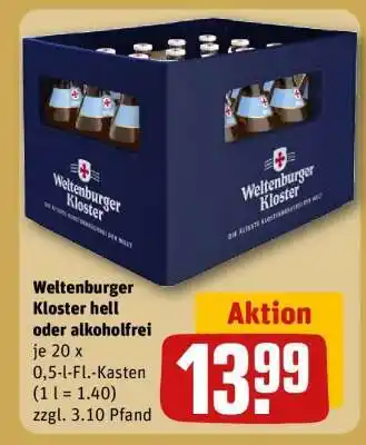 REWE Weltenburger Kloster hell oder alkoholfrei Angebot