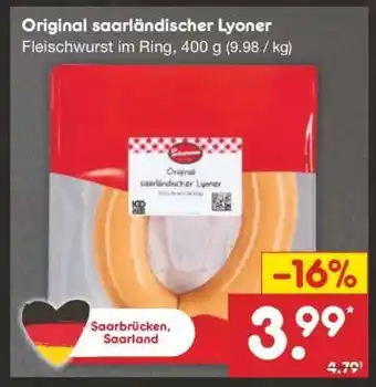Netto Marken-Discount Original saarländischer Lyoner Angebot