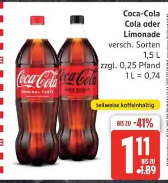 Edeka Coca-Cola Cola oder Limonade Angebot