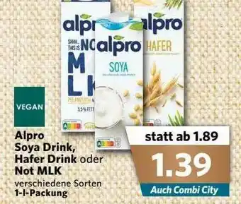 Combi Vegan Alpro Soya Drink, Hafer Drink Oder Not Mlk Angebot