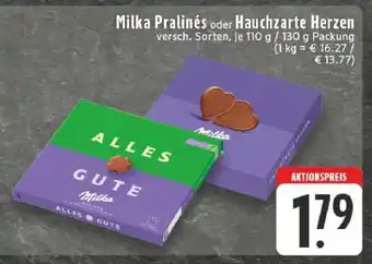 Edeka MILKA Pralinés oder Hauchzarte Herzen Angebot
