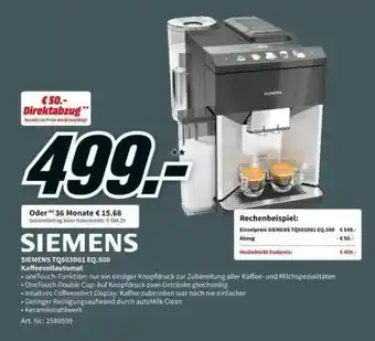 MediaMarkt Siemens Tq503d01 Eq.500 Kaffeevollautomat Angebot