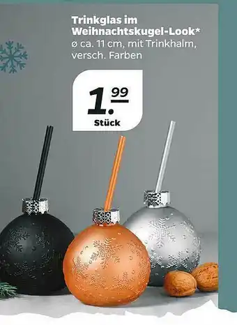 NETTO Trinkglas Im Weihnachtskugel-look Angebot