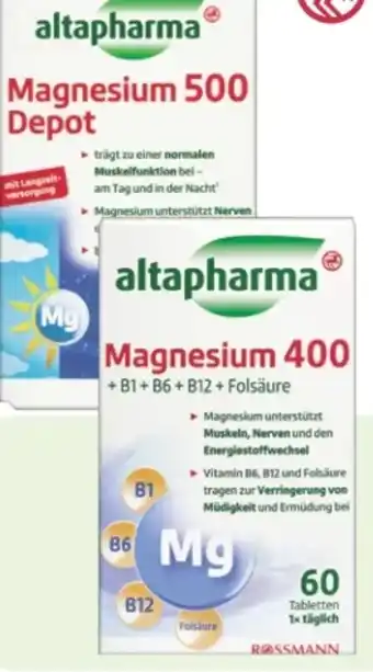 Rossmann Altapharma Magnesium 500 Depot Angebot