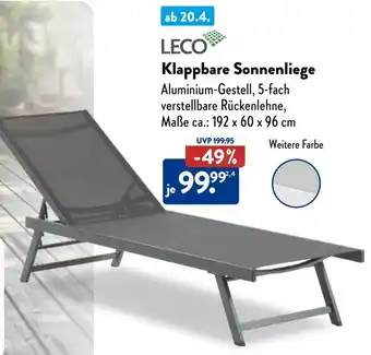 Aldi Süd LECO Klappbare Sonnenliege Angebot