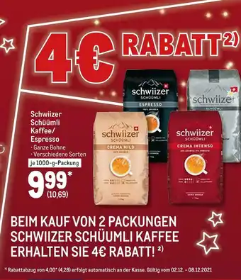 METRO Schwiizer schüümli kaffee/espresso Angebot