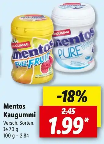 Lidl Mentos kaugummi Angebot