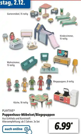 Lidl Playtive puppenhaus-möbelset/biegepuppen Angebot