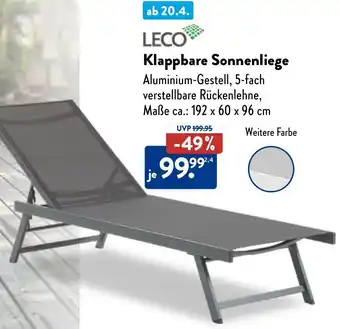 Aldi Nord LECO Klappbare Sonnenliege Angebot