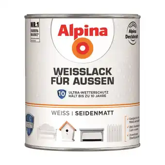 toom Baumarkt Alpina Weißlack für Außen seidenmatt 750 ml Angebot