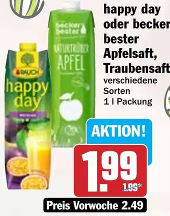 Hit happy day oder beckers bester Apfelsaft, Traubensaft Angebot