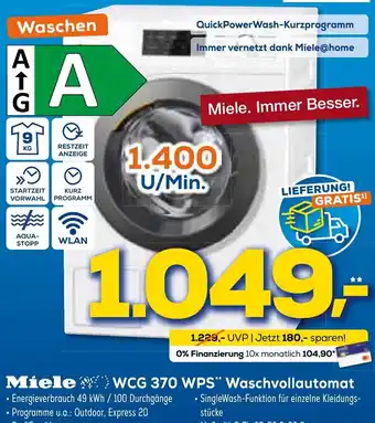 Euronics XXL Miele WCG 370 WPS Waschvollautomat Angebot