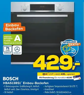 Euronics XXL Bosch HBA513BS1 Einbau Backofen Angebot