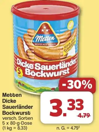 Famila Nord West Metten Dicke Sauerländer Bockwurst Angebot