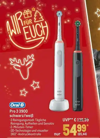 METRO Oral-b elektrische zahnbürste pro 3 3900 schwarz/weiß Angebot