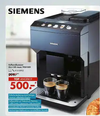 Galeria Siemens Kaffeevollautomat EQ.5 500 classic TP501D09 Angebot