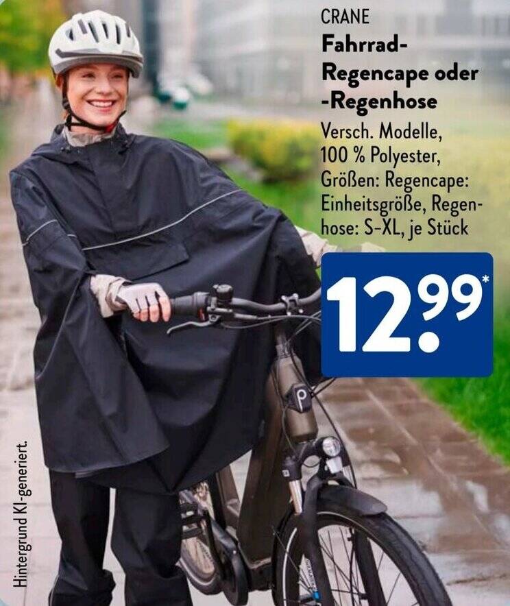 CRANE Fahrrad Regencape oder Regenhose Angebot bei Aldi Süd
