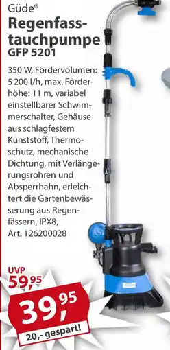 Sonderpreis Baumarkt Güde Regenfasstauchpumpe GFP 5201 Angebot