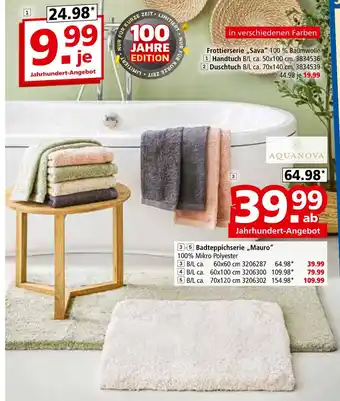 Segmüller Aquanova frottierserie sava oder badteppichserie „mauro“ Angebot