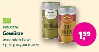 Biomarkt BIOLOTTA Gewürze Angebot