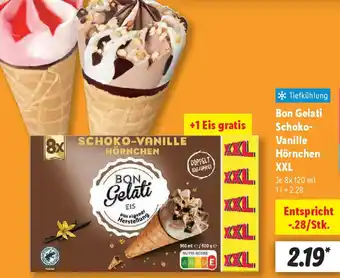 Lidl Bon Gelati Schoko Vanille Hörnchen XXL Angebot