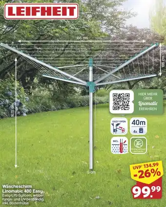 Famila Nord West LEIFHEIT Wäscheschirm Linomatic 400 Easy Angebot