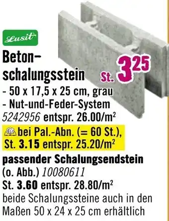 Hornbach Lusit Betonschalungsstein Angebot