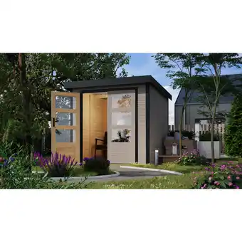 toom Baumarkt Karibu Metall-Holzgartenhaus 'Komet D' wassergrau/anthrazit Doppelflügeltür 228,5 x 235x 208,5 cm Angebot