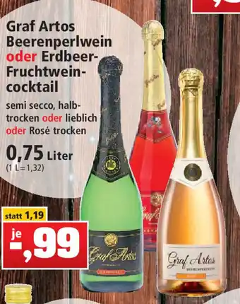 Thomas Philipps Graf Artos Beerenperlwein oder Erdbeer Fruchtwein Cocktail 0,75L Angebot