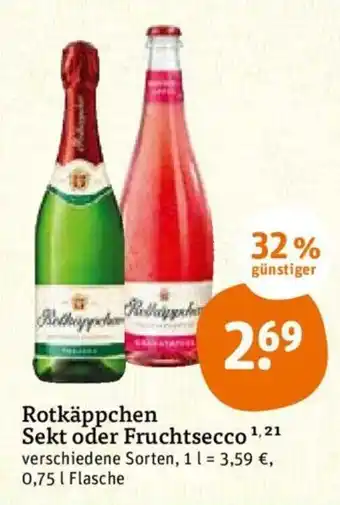 tegut Rotkäppchen Sekt oder Fruchtsecco 0,75L Angebot