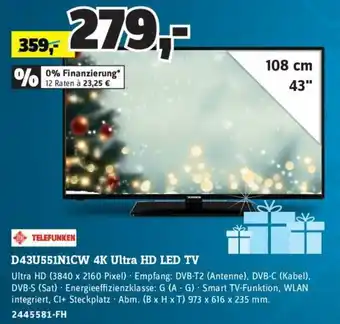 Conrad Telefunken D43U551N1CW 4K Ultra HD LED TV Angebot