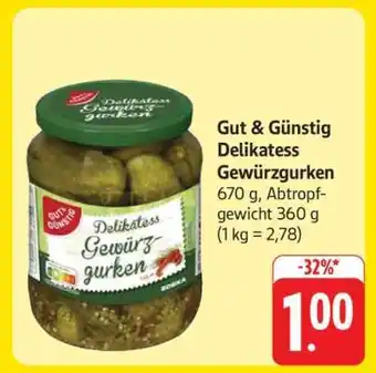 Edeka GUT & GÜNSTIG Delikatess Gewürzgurken Angebot