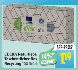 Edeka EDEKA Naturliebe Taschentücher Box Recycling 100 Stück Angebot