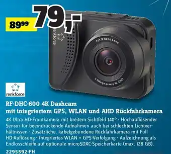 Conrad Renkforce RF-DHC 600 4K Dashcam mit integriertem GPS, WLAN und AHD Rückfahrkamera Angebot